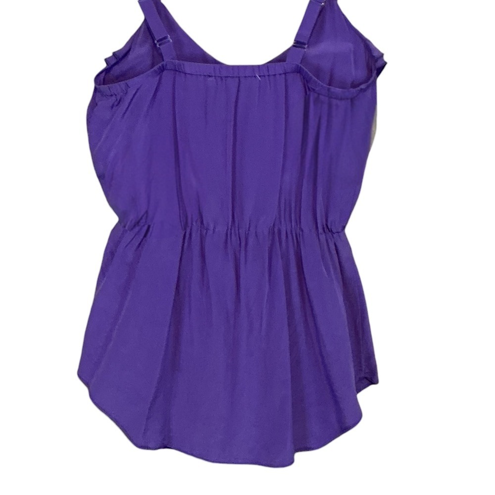 Amanda Uprichard Cami Womens P Purple Ruffle Tiered Silk Elastic Waist Blouse - Picture 7 of 11